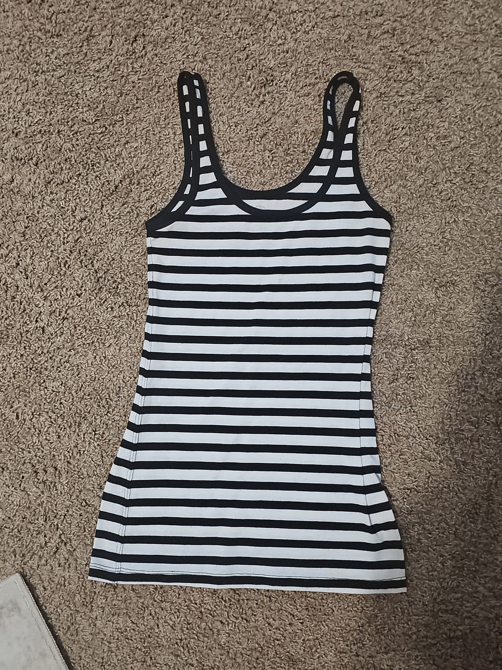 SO Black and White Striped Fitted Tank
